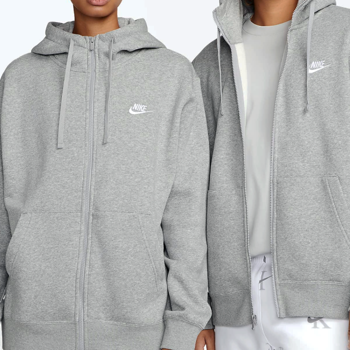 Толстовка NIKE NSW CLUB HOODIE FZ GREY