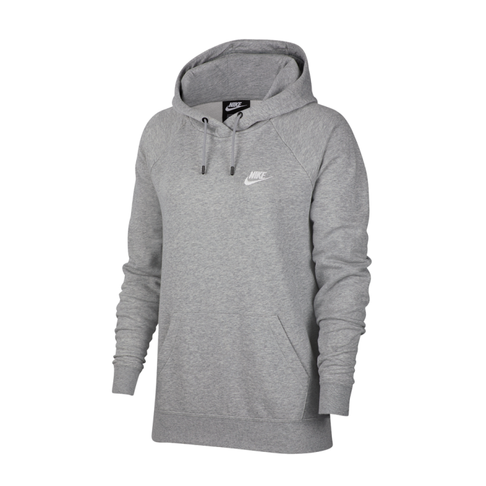 NIKE W ESSENTIAL FLEECE HOODIE GREY