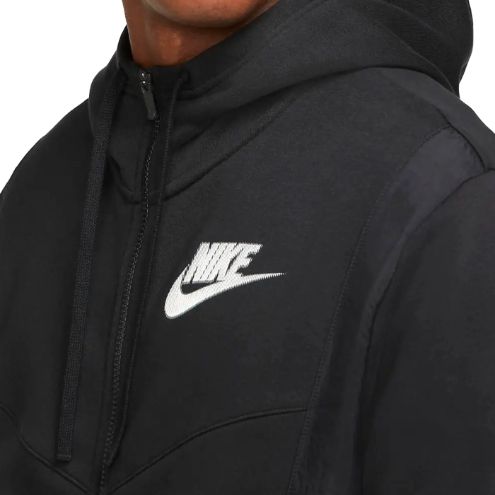 NIKE SPORTSWEAR HYBRID FULL-ZIP FLEECE HOODIE BLACK