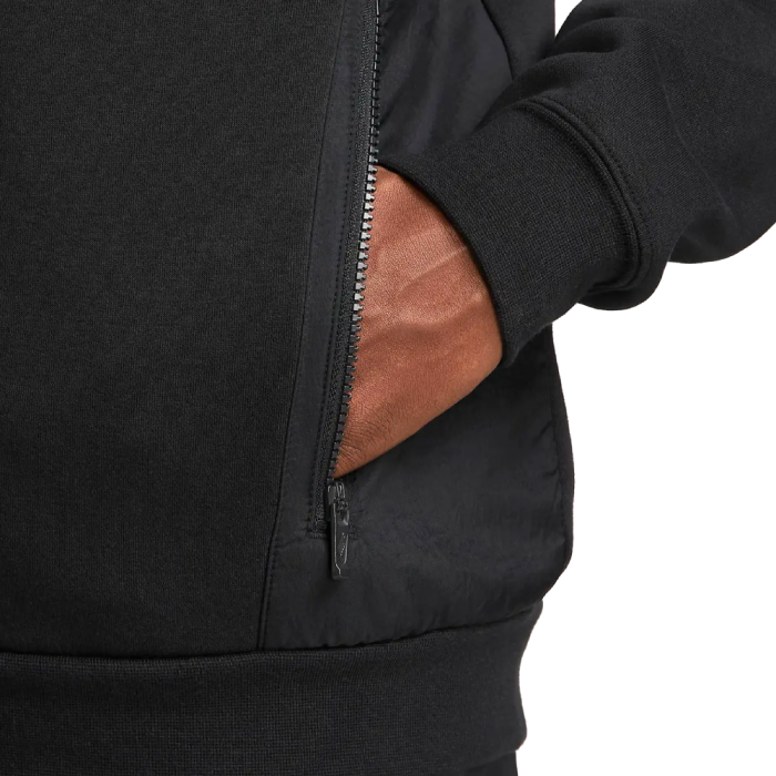 NIKE SPORTSWEAR HYBRID FULL-ZIP FLEECE HOODIE BLACK